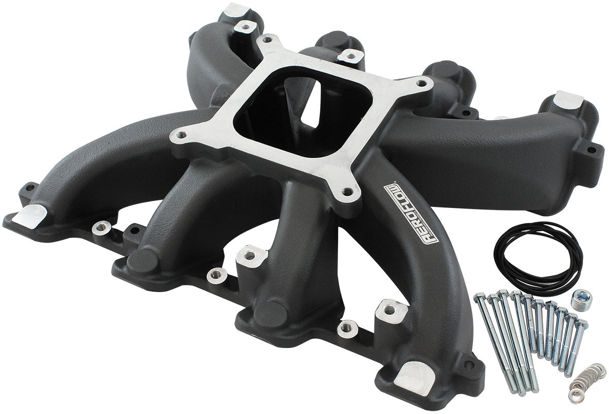 AF6240-5000 - GM LS CARBY INTAKE MANIFOLD CATHEDRAL PORT NON-EFI LS1 LS2BLACK Aeroflow - AF6240-5000