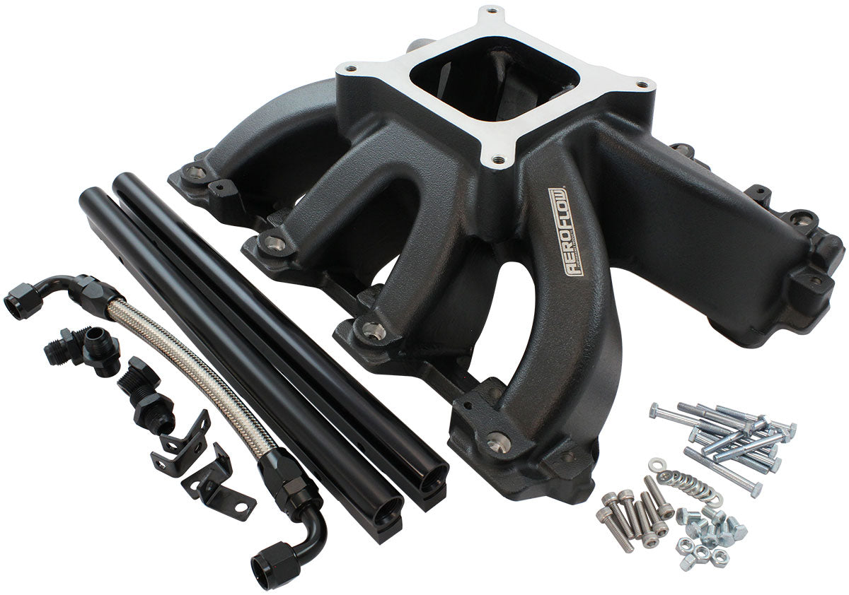 AF6250-5001 - GM LS CARBY INTAKE MANIFOLD CATHEDRAL HI RISE EFI LS1 LS2 BLACK Aeroflow - AF6250-5001