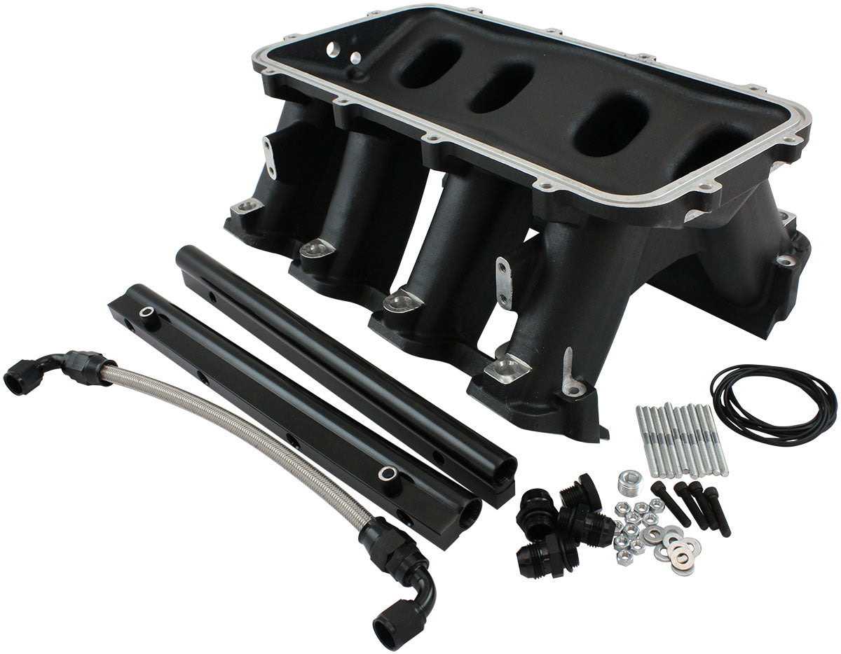 AF6279-6004 - HI RISE EFI GM LS BASE INTAKE MODULAR MANIFOLD RECTANGLE PORT BLACK AF 6279-6004