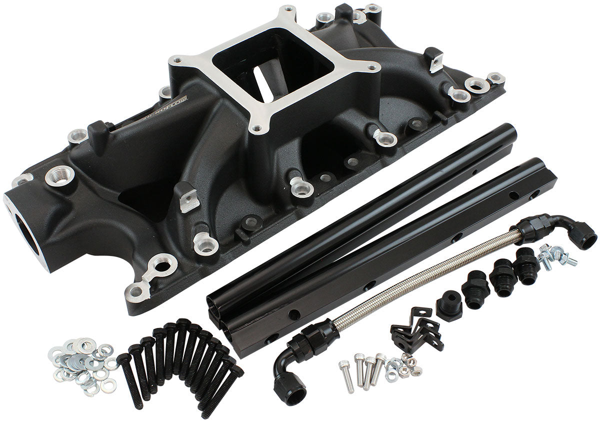 AF6290-2000 - SBF EFI AIR GAP INTAKE MANIFOLSINGLE PLANE WINDSOR BLACK FORD 302 - AF6290-2000