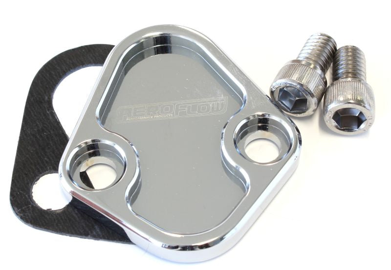 AF64-2027C - BILLET FUEL PUMP BLOCK OFF CHROME CHRY BBF SBF BBC