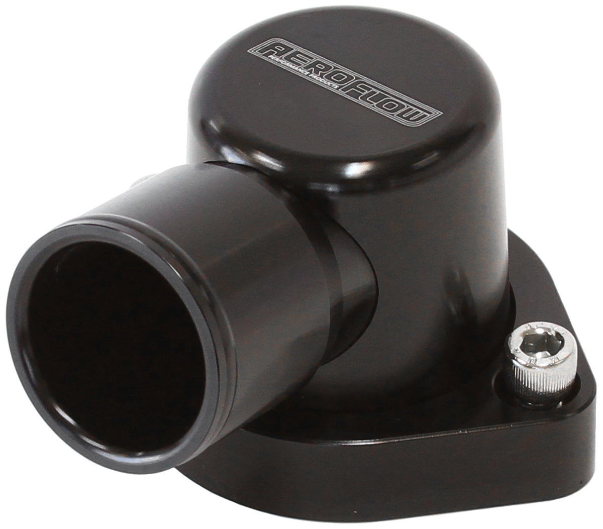 AF64-2039BLK - BILLET THERMOSTAT HOUSING BLACFORD 351C 90 DEG CLEVELAND SWIVEL Aeroflow AF 64-2039BLK