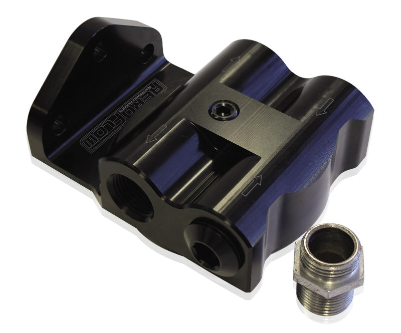 AF64-2061 - BILLET REMOTE OIL FILTER MOUNTBLACK, -8 ORB FEMALE PORTS