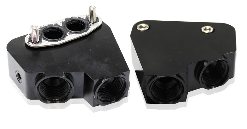 AF64-2084BLK - LS OIL COOLER ADAPTER -10ORB PORTS BLACK vt-vz use 64-2184