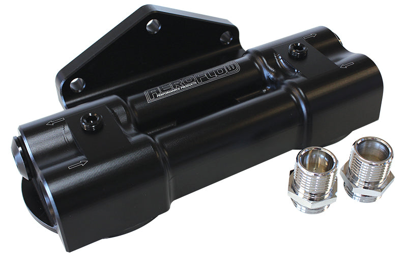 AF64-2089 - BILLET DUAL FILTER MOUNT BLACK SUITS 2 X 3/4"-16