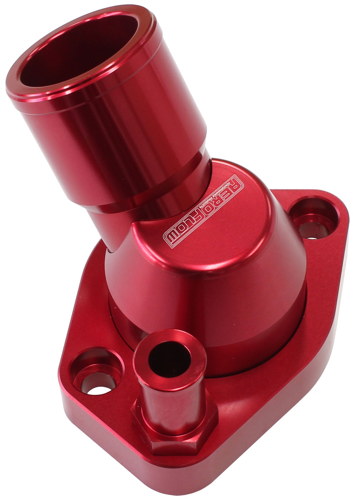 AF64-2233R - BILLET THERMOSTAT HOUSING RED FORD WINDSOR 45 DEG SWIVEL SBF Aeroflow - AF 64-2233R