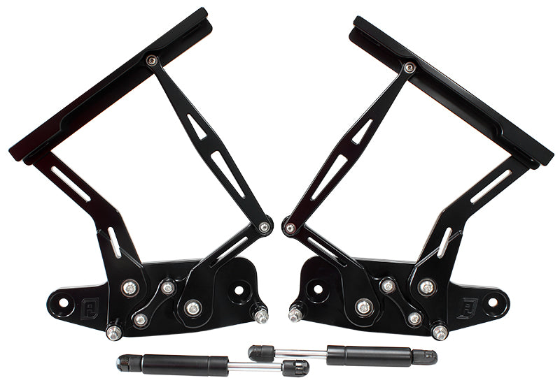 AF64-4129BLK - BILLET BONNET HINGE KIT BLACK HOLDEN HK - HT - HG