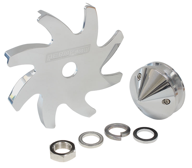 AF64-4300 - BILLET ALTERNATOR PULLEY & FANWITH NOSE COVER, POLISHED