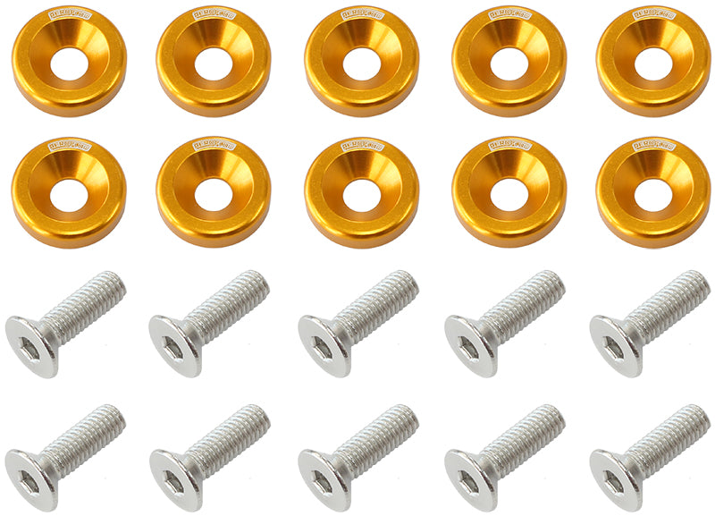 AF64-4365G - BILLET DRESS UP FENDER BOLT 10PACK M6 x 1.00 UHL 20MM GOLD