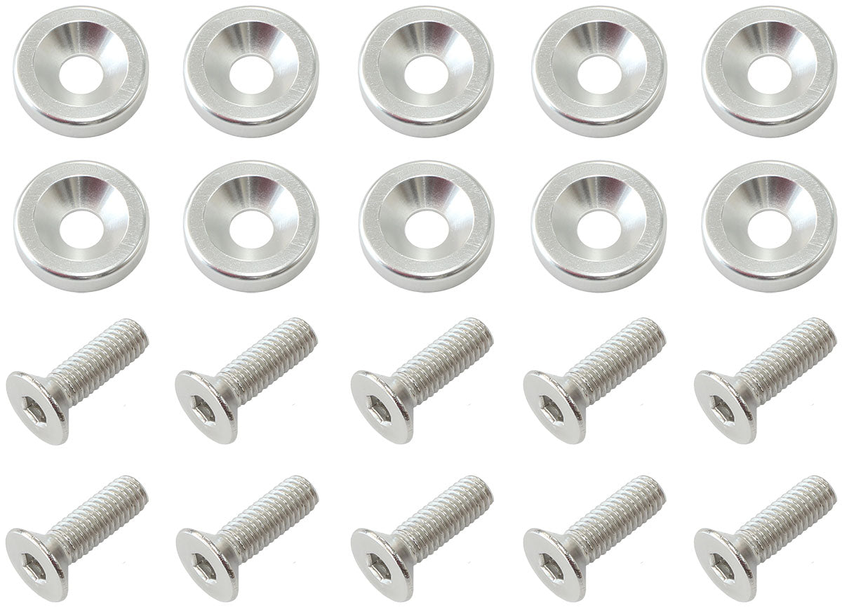 AF64-4374S - BILLET DRESS UP FENDER BOLT 10PACK M8 x 1.25mm UHL 20MM SILVER Aeroflow - AF 64-4374S