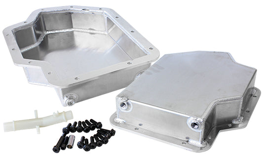 AF72-3001 - 3" Deep Fabricated Transmission Pan including Filter Extension Natural Finish. Suit GM Turbo 400