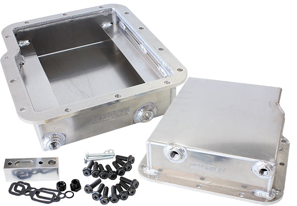 AF72-3002 - 3" Deep Fabricated Transmission Pan including Filter Extension Natural Finish. Suit GM Powerglide