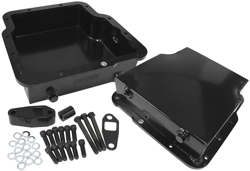 AF72-3005BLK - 3.25" Deep Fabricated Transmission Pan including Filter Extension Black Finish. Suit Holden Trimatic