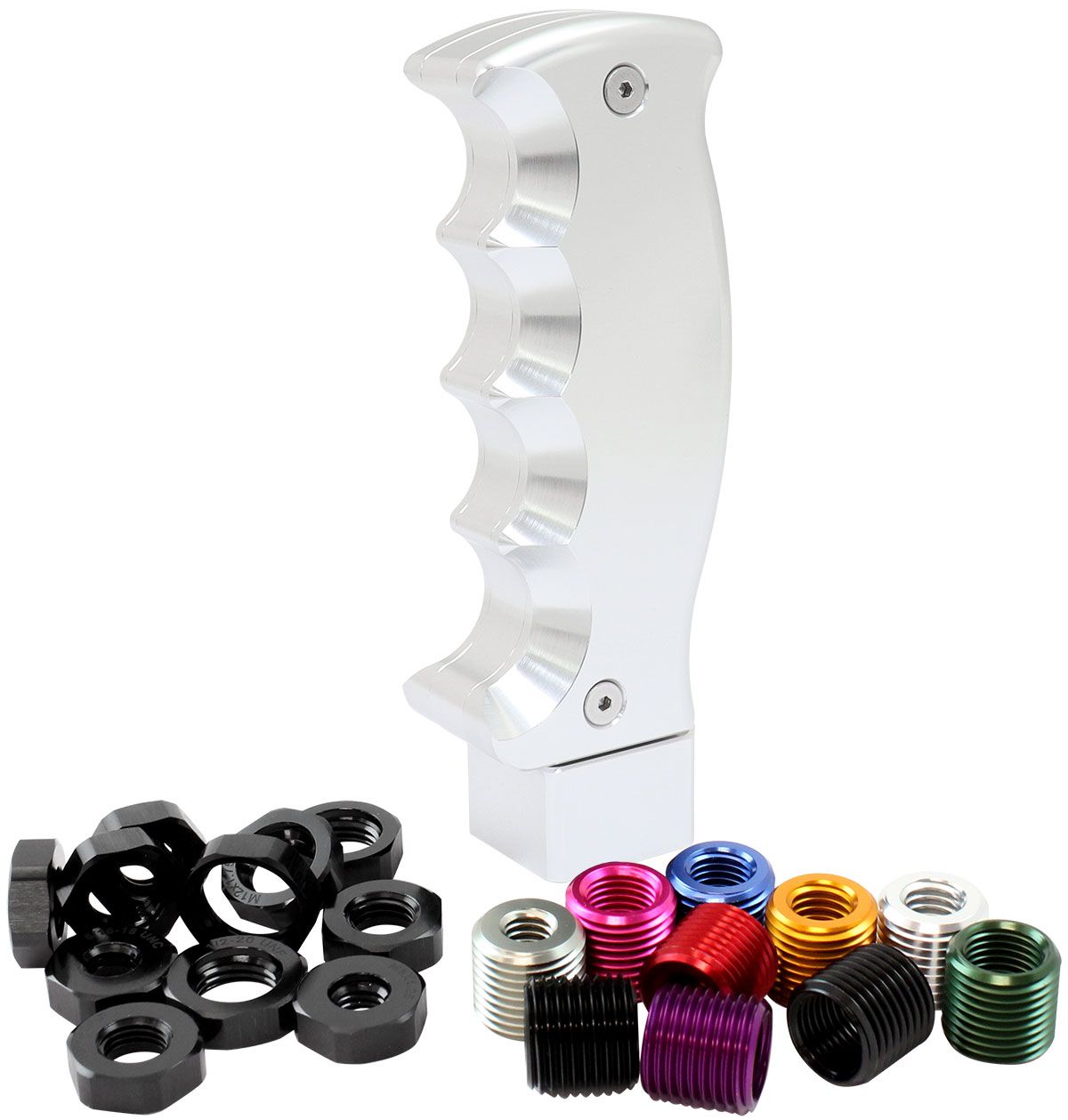 AF72-9901 - Bang Shift Billet Pistol Manual Gear Knob - Silver With Universal Thread Inserts