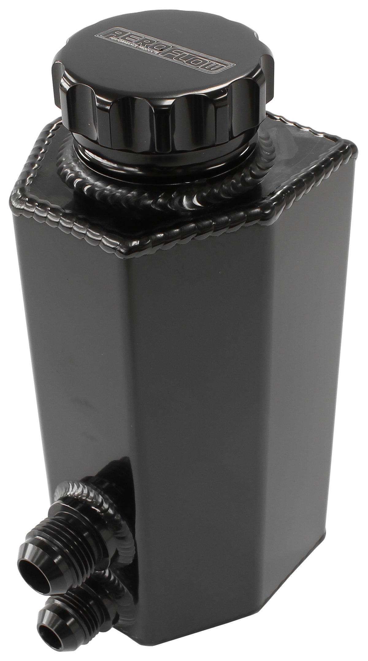 AF77-1032BLK - UNIVERSAL POWER STEER TANK WITH BAFFLE -8AN & -10AN BLACK