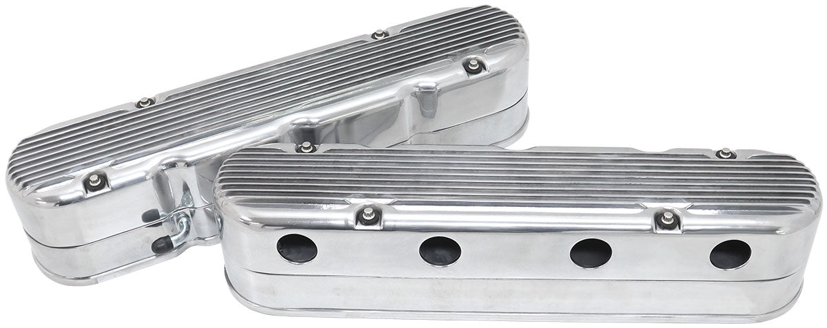 AF77-5020P - GM LS 2 PIECE VALVE COVERS CAST TALL RETRO FINNED POLISHE
