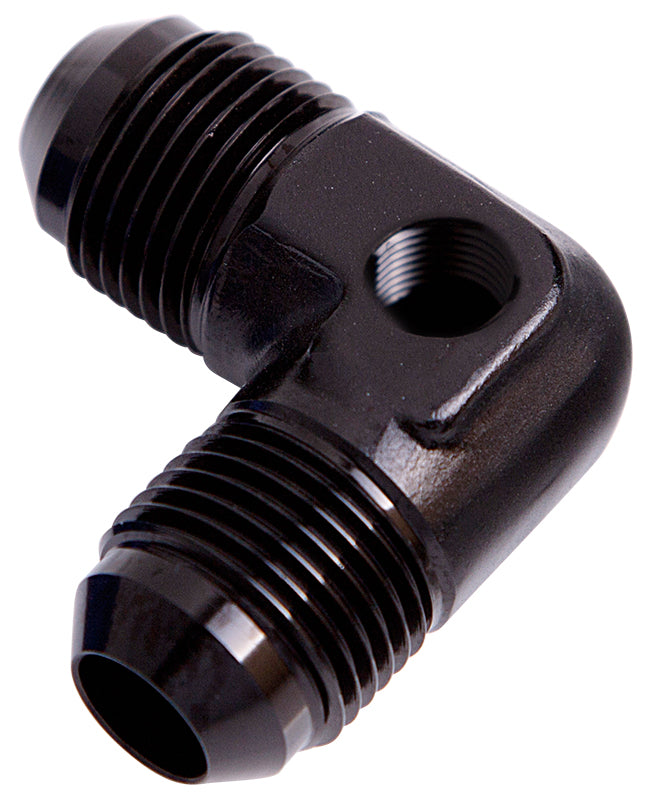 AF821-06PBLK - 90 DEG UNION -6AN WITH 1/8" PORT BLACK