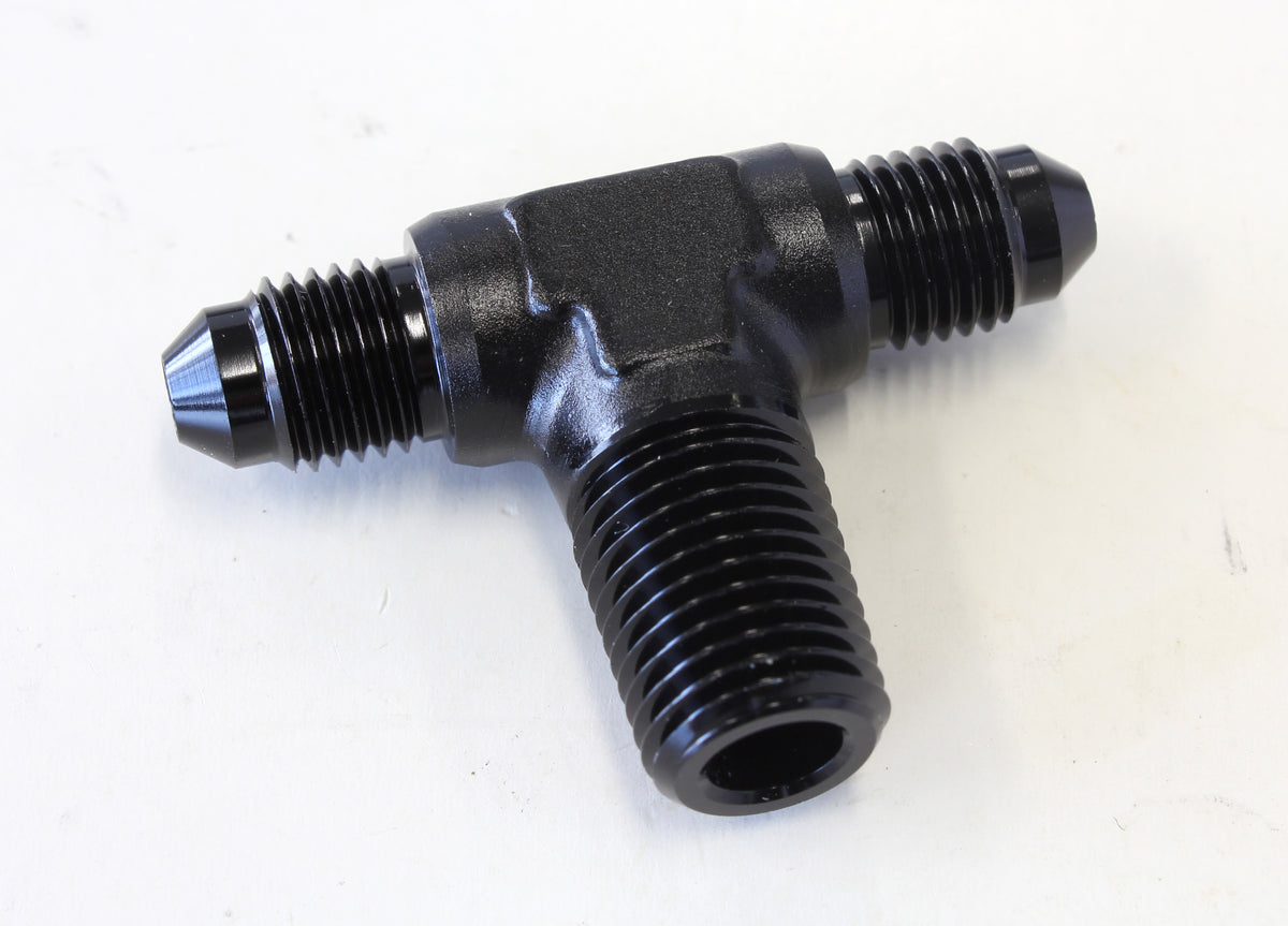 AF825-04-04BLK - TEE -4AN WITH 1/4" NPT ON SIDEBLACK AN TEE WITH NPT ON SIDE