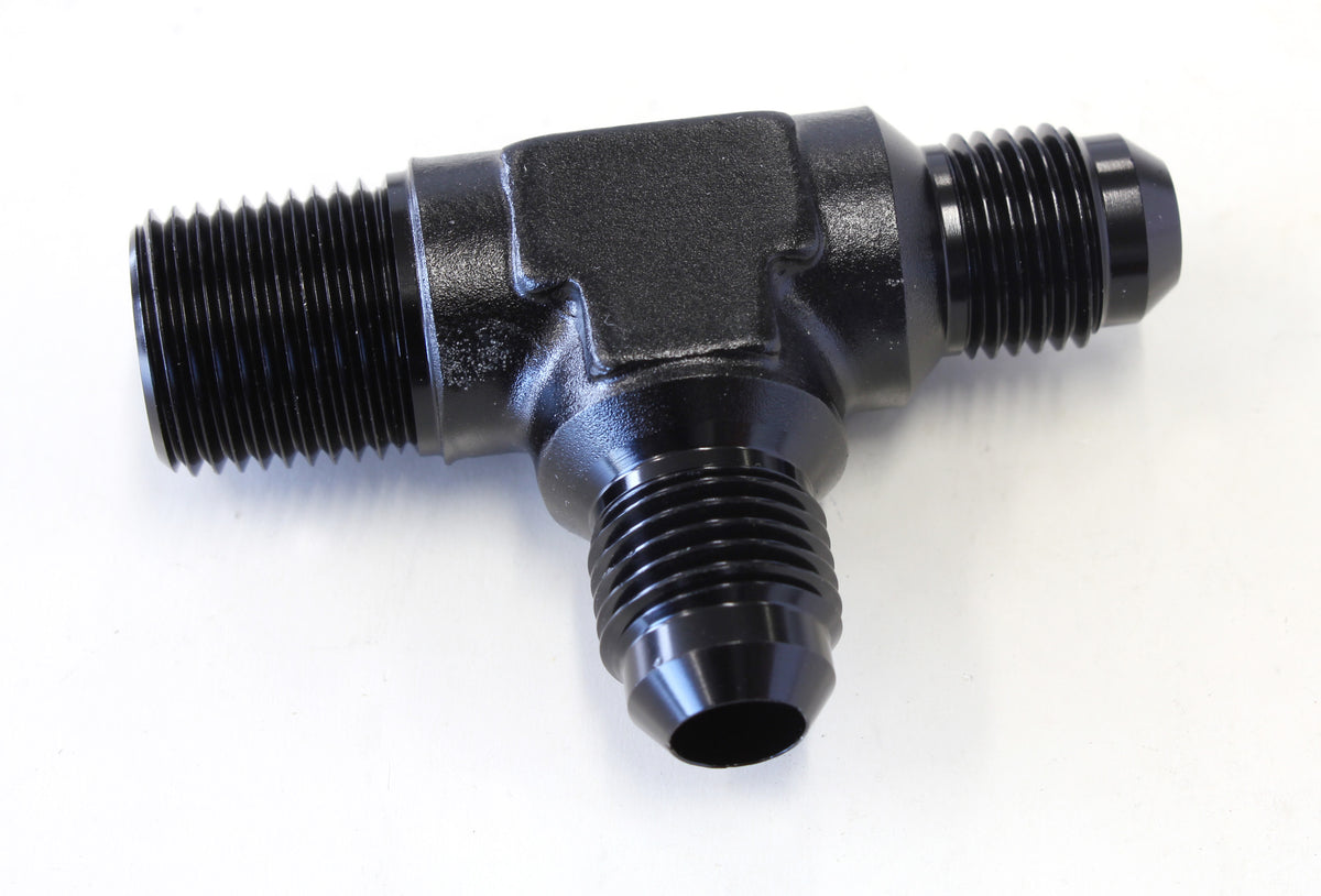AF826-06-06BLK - TEE -6AN WITH 3/8" NPT ON RUN BLACK AN TEE WITH NPT ON RUN