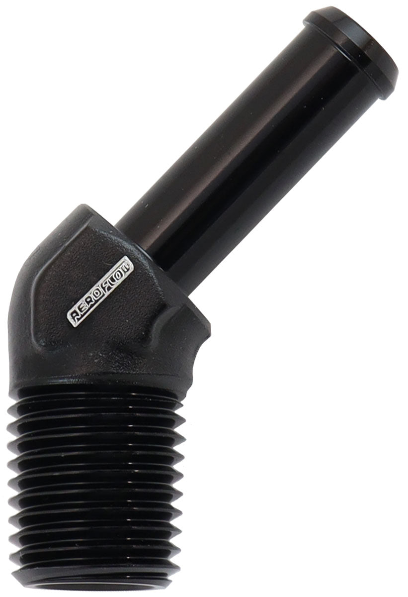 AF845-04-05BLK - 45 DEG 1/4" NPT TO 5/16" BARB BLACK STRAIGHT MALE TO MALE