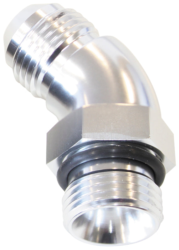 AF902-08-10S - 45 DEG -10ORB TO -8AN COMPLETEWITH JAM NUT AND O-RING SILVER