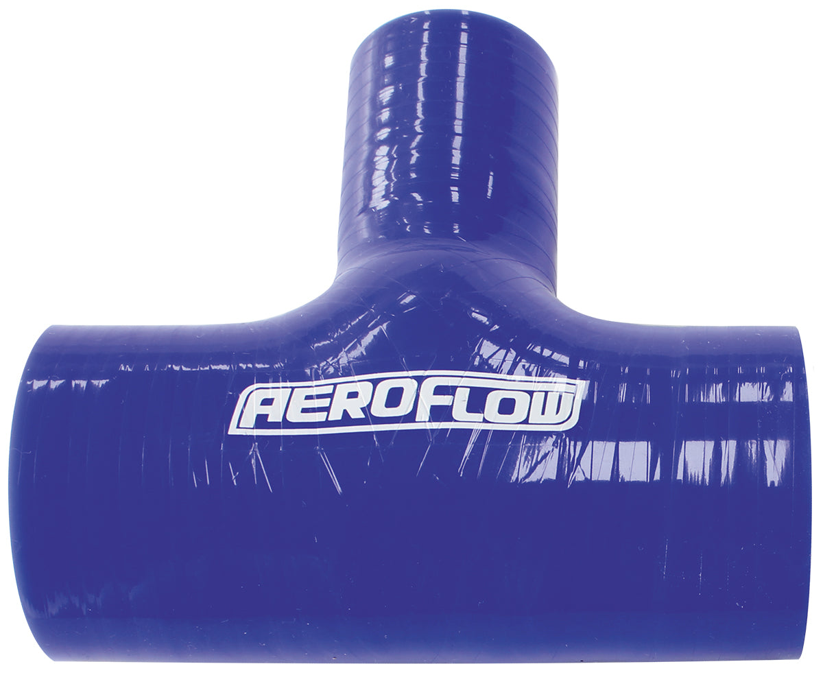 AF9044-175-100 - Silicone Tee piece 1.75" 45mm on run & 1" 25mm on side, Blue100mm long on run50mm on side