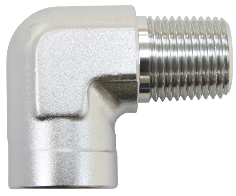 AF914-06S - 90 Deg Female - Male Elbow 3/8 NPT Silver