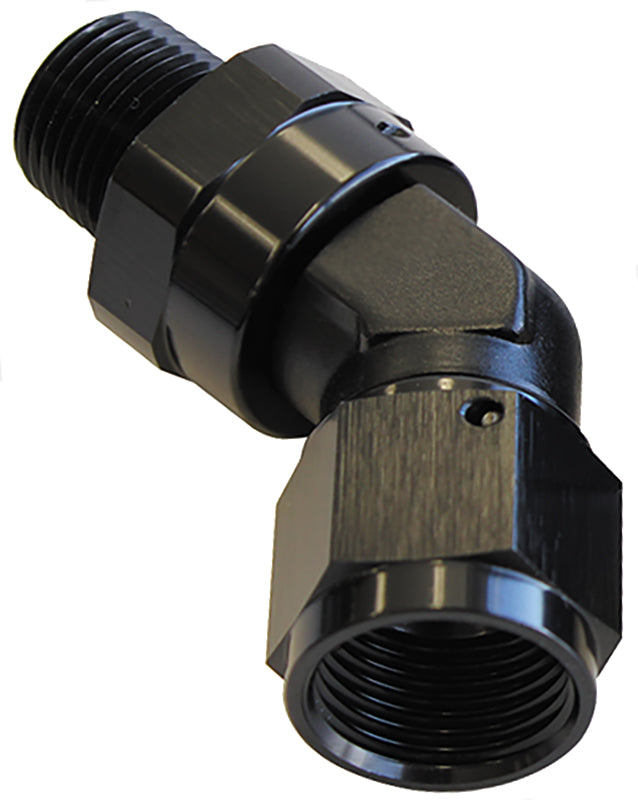 AF919-04-02BLK - 45 DEG 1/8" NPT TO -4AN FEMALEBLACK FULL SWIVEL FITTING