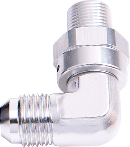 AF922-08-04S - 90 DEG 1/4" NPT TO -8AN SILVER MALE SWIVEL THREAD