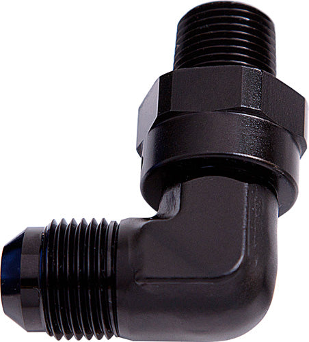 AF922-10-06BLK - 90 DEG 3/8" NPT TO -10AN BLACK MALE SWIVEL THREAD