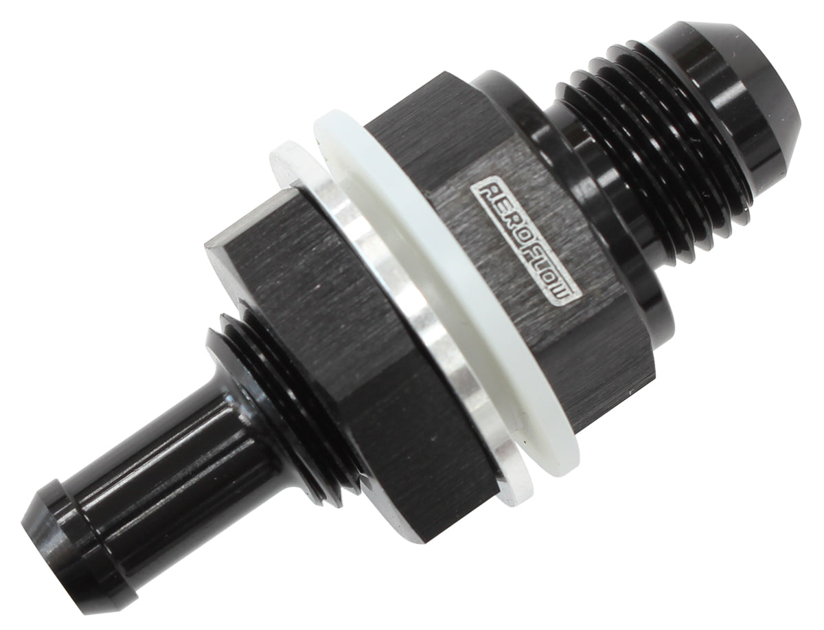 AF927-08-08BLK - -8AN BULKHEAD FITTING WITH 1/2BARB FOR PUSH ON HOSE