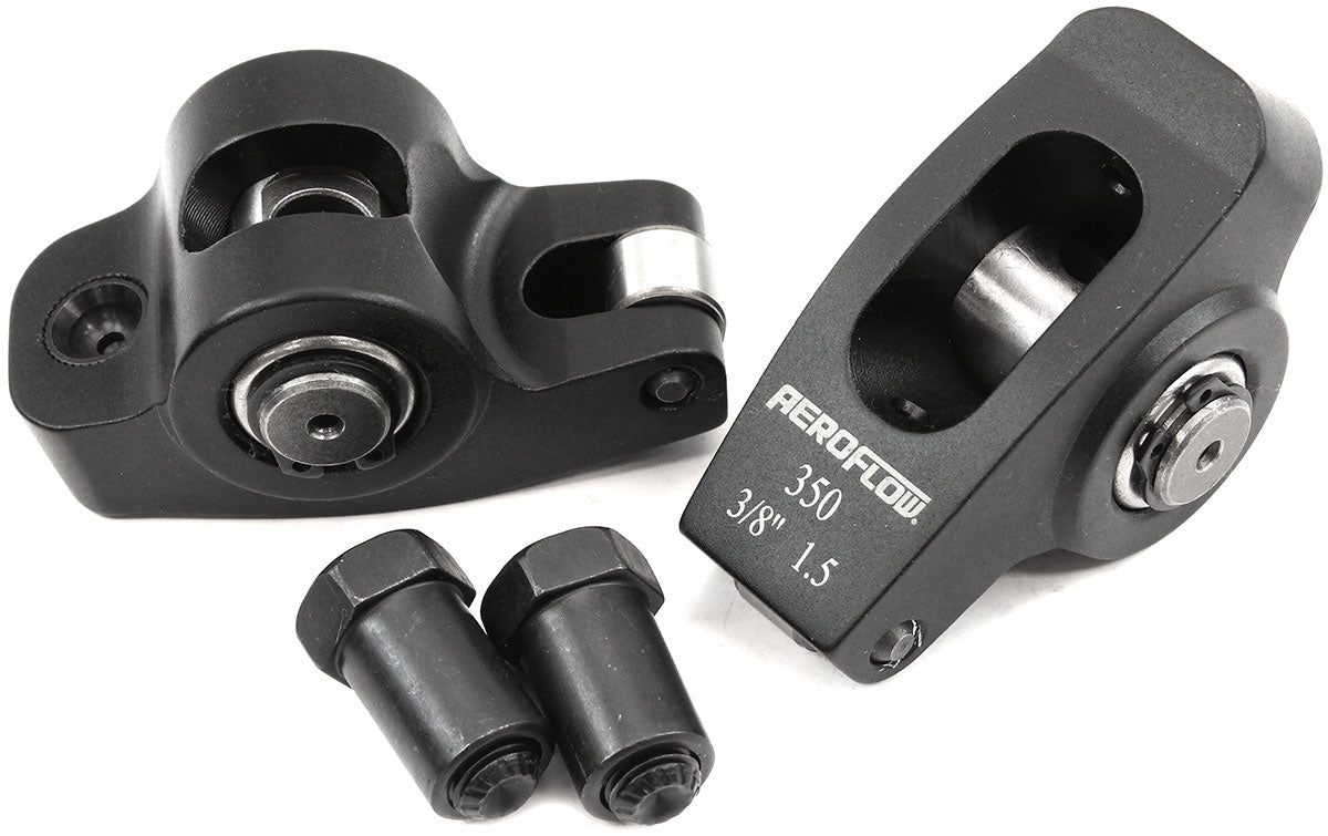 AF95-1100-2 - SBC ROCKER ARMS 3/8" STUD 1.5 RATIO 350 ALLOY 2024 ROLLER PAIR Aeroflow - AF 95-1100-2
