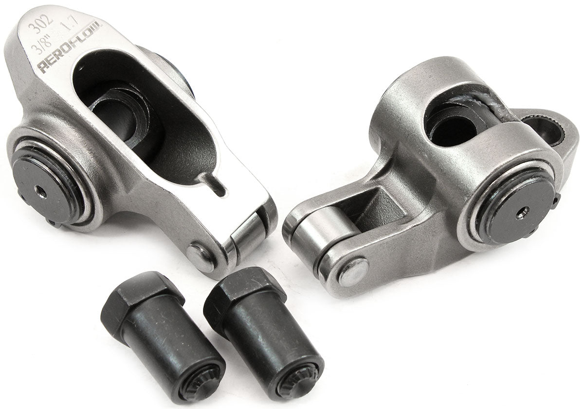 AF95-1221-2 - SBF S/S ROCKER ARMS 3/8" STUD 1.70 WINDSOR 302 351 ROLLER 2 STAINLESS Aeroflow 95-1221-2