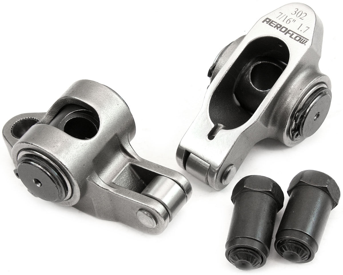 AF95-1223-2 - SBF S/S ROCKER ARMS 7/16" STUD1.70 WINDSOR 302 351 ROLLER 2 STAINLESS Aeroflow 95-1223-2