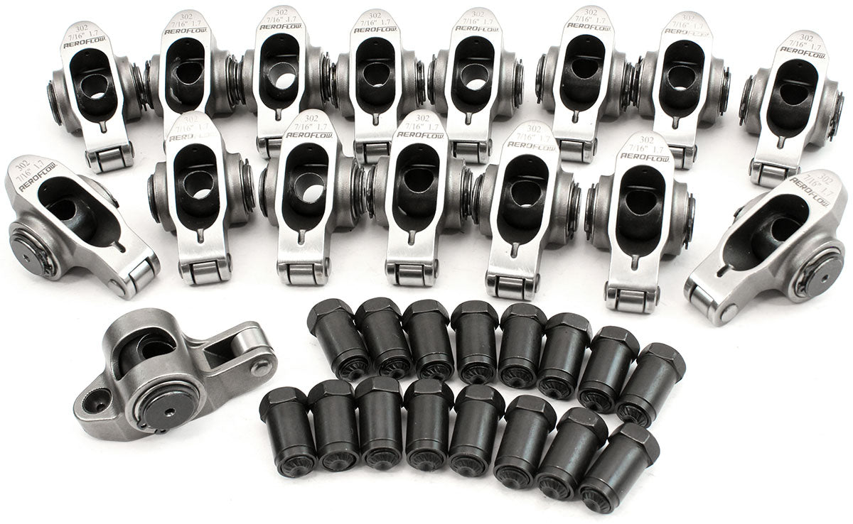 AF95-1223 - SBF S/S ROCKER ARMS 7/16" STUD1.70 WINDSOR 302 351 ROLLER 16STAINLESS Aeroflow AF 95-1223