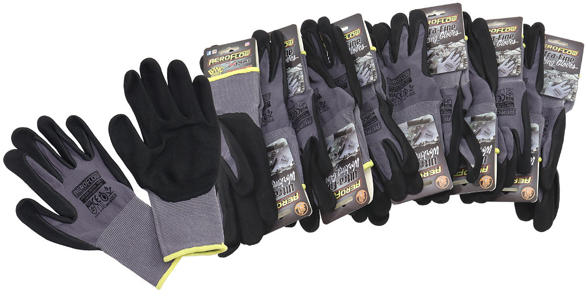 AF98-2220-12 - MECHANIC GLOVES MEDIUM NITRILEFOAM 12 PAIRS BLACK WORK SHOP