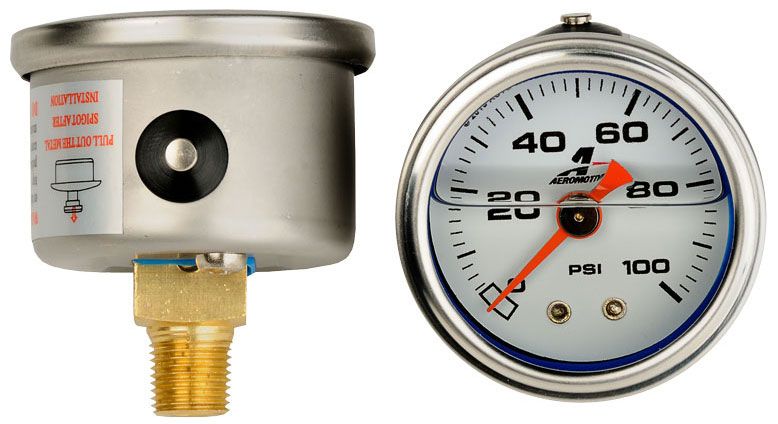ARO15633 - 1-1/2" Fuel Pressure Gauge 0-100 PSI, Liquid Filled