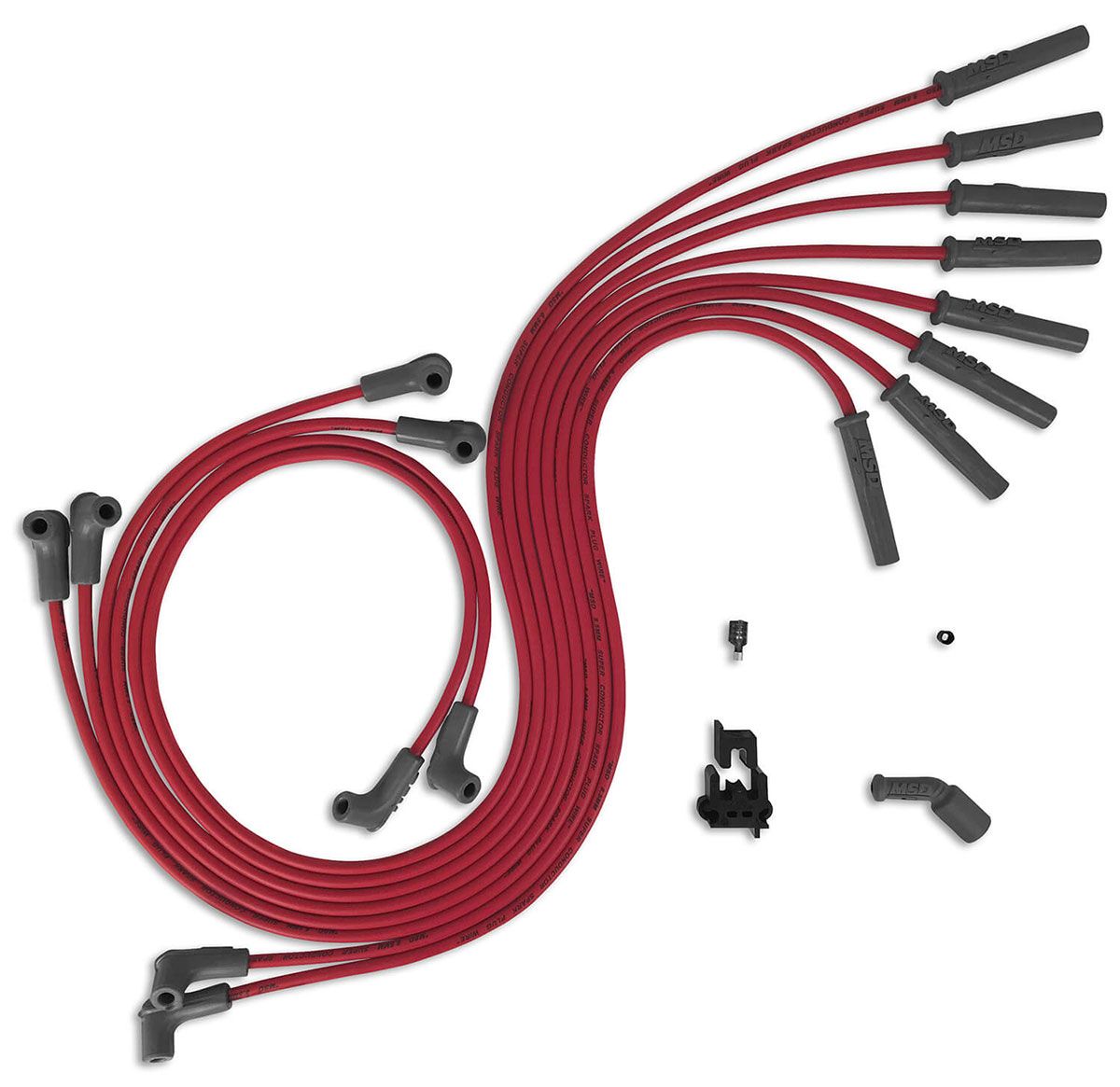 MSD32079 - Super Conductor Spark Plug Lead Set 8.5mm, Red, Universal Chev/Holden GEN 111 LS1, LS2, LS6, LS7