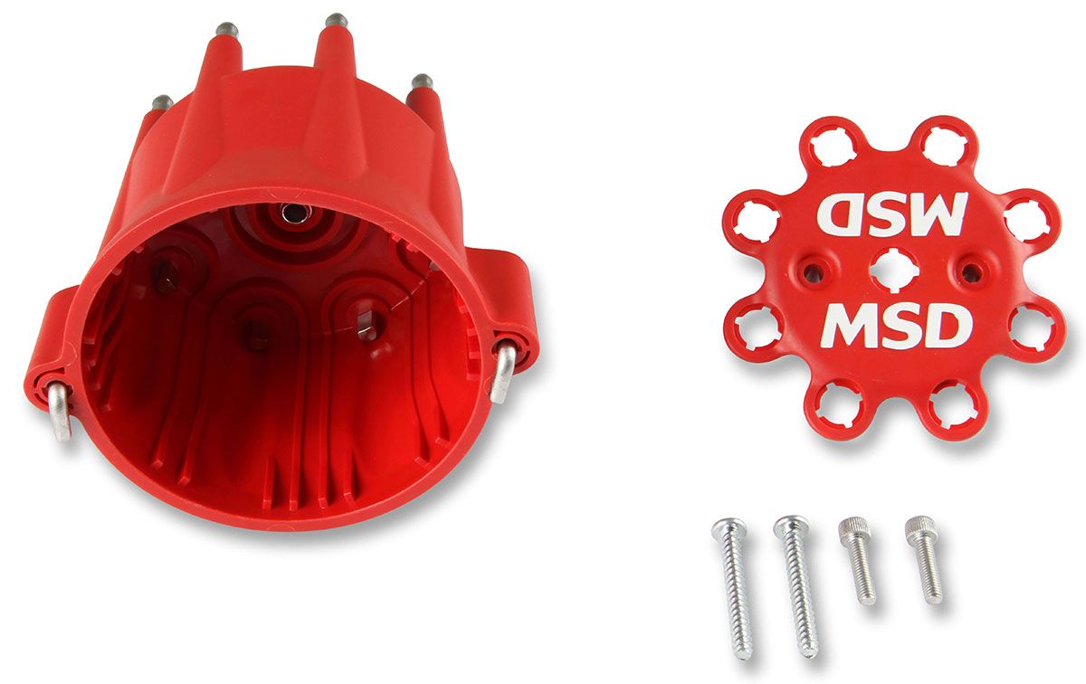 MSD8433 - Distributor Cap Replacement Cap to suit most MSD Billet Distributors with GM style cap, Red