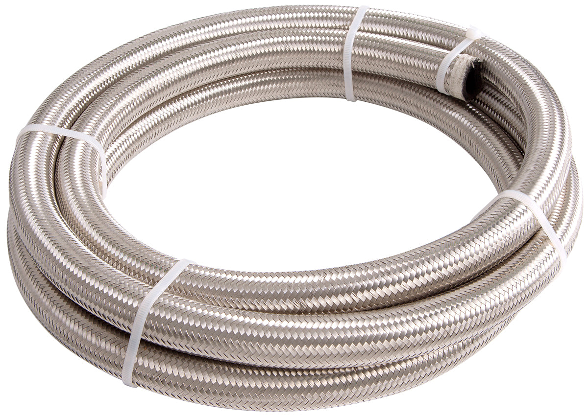 AF100-08-6M - SS BRAIDED HOSE -8AN 6 METRE SILVER S/S 11.1mm ID 17.7mm OD