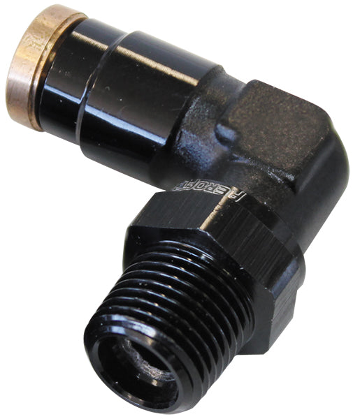 AF123-04-02BLK - 1/8" NPT 90 DEGREE TO 1/4" 120SERIES NYLON BLACK FITTING