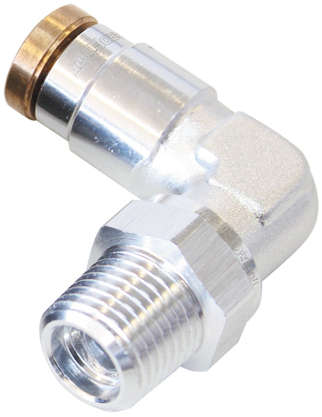 AF123-04-02S - 1/8" NPT 90 DEGREE TO 1/4" 120SERIES NYLON SILVER FITTING
