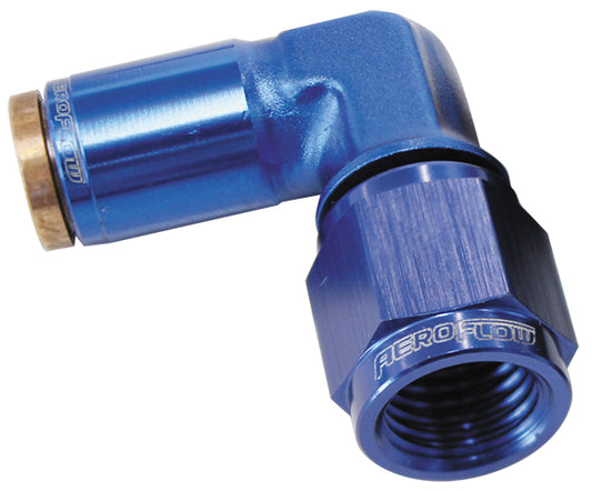 AF123-04-04 - -4AN FEMALE 90 DEGREE TO 1/4" 120 SERIES BLUE NYLON FITTING