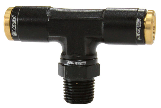 AF124-04-02BLK - 1/8" NPT TEE TO 2 X 1/4" 120 SERIES NYLON BLACK FITTING