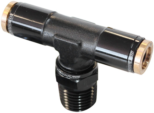 AF124-04BLK - 1/4" NPT TEE TO 2 X 1/4" 120 SERIES NYLON BLACK FITTING