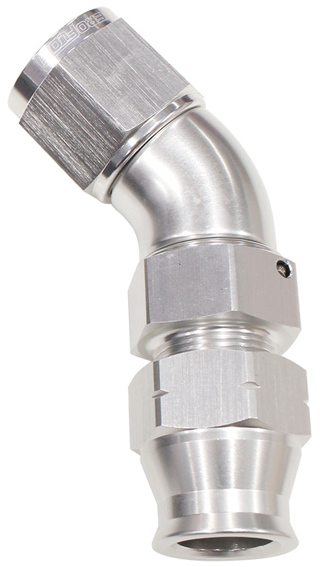 AF129-06S - 3/8" TUBE 45 DEG FEMALE -6AN SILVER SWIVEL NUT WITH OLIVE