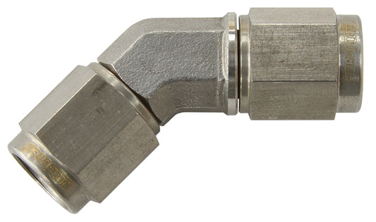 AF132-03SS - S/S 45 DEG FEMALE FLARE -3AN STAINLESS STEEL SWIVEL UNION