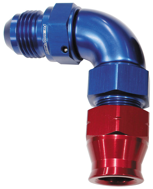 AF137-04 - 1/4" TUBE 90 deg male -4AN BLUE SWIVEL NUT WITH OLIVE