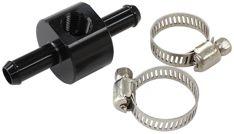 AF138-06BLK - INLINE PRESSURE GAUGE ADAPTER 3/8" BARBS W/ 1/8" NPT, BLACK