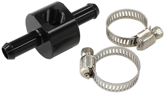 AF138-06BLK - INLINE PRESSURE GAUGE ADAPTER 3/8" BARBS W/ 1/8" NPT, BLACK